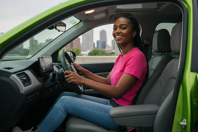 mwendo kasi women dring a car